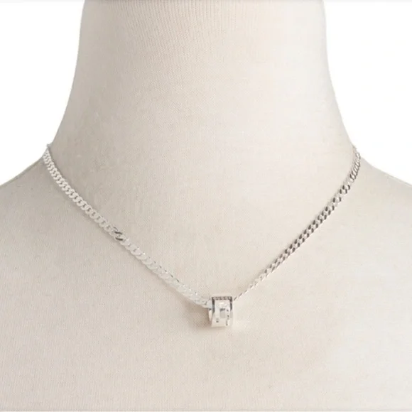 Gucci Sterling Silver G Cut Out Circle Pendant Necklace